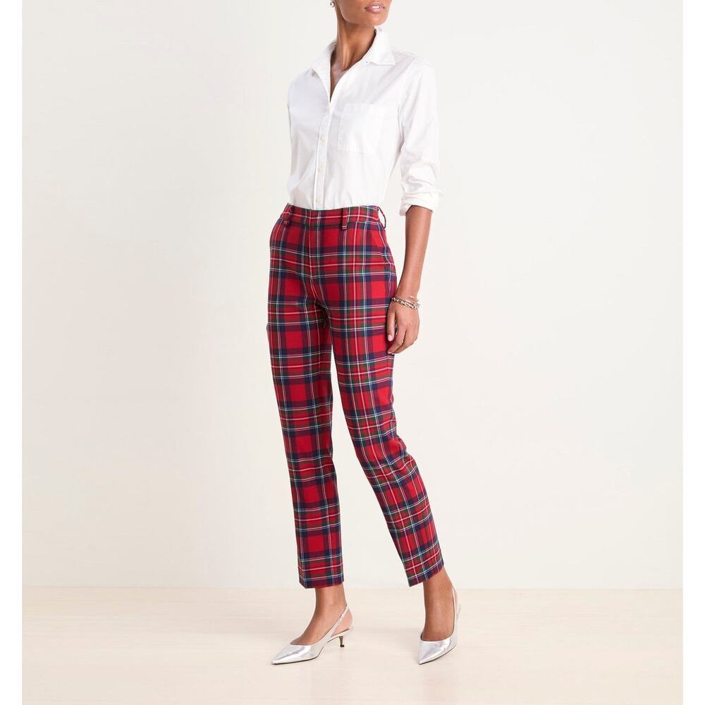 Vineyard Vines Stretch Wool Blend Slim Ankle Pants Size 6 Tartan Plaid Preppy
